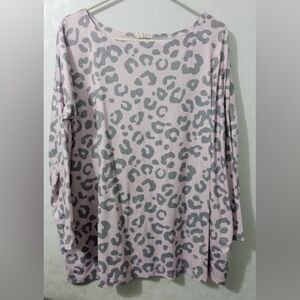 Peach Love California Oversized Leopard Print Tunic - Blush Pink & Gray Animal
